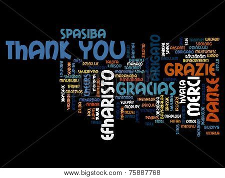 Concept or conceptual abstract thank you word cloud in different languages or multilingual for education or Thanksgiving Day