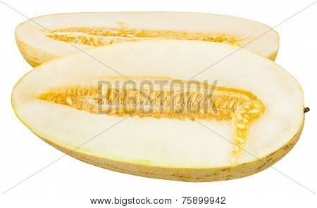 Cut In Half Uzbek-russian Melon Isolated On White