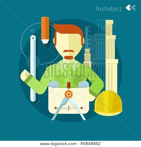 Architect constructor worker at his work place