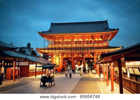 TOKYO, JAPAN - MAY 15: Historical architecture in temple on May 15, 2013 in Tokyo. Sensoji Temple, founded in 645 CE, making it the oldest temple in Tokyo.