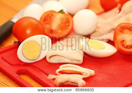 Slices Of Boiled Squids