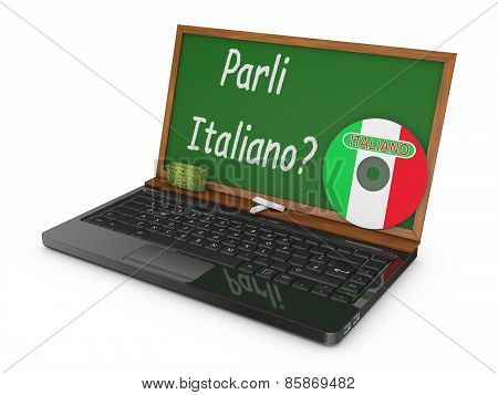 Laptop And Chalk Board