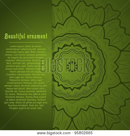 Abstract decorative green element in oriental style. Place under your text. Vector