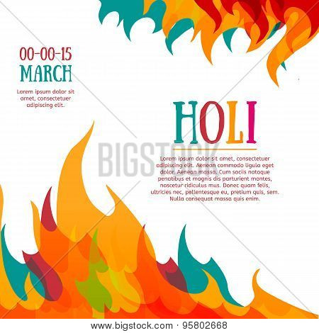 Template poster, postcard or invitation with multicolored abstraction. Holi celebrations. Colorful f