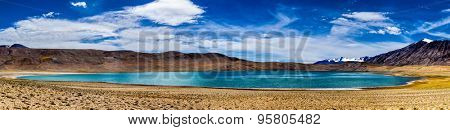 Panorama of Himalayan lake Kyagar Tso, Ladakh, India
