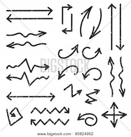 Vector Black Set Of 26 Hand Drawn Arrows