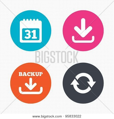 Download and Backup signs. Calendar, rotation