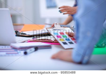 Young business people working at office on new project