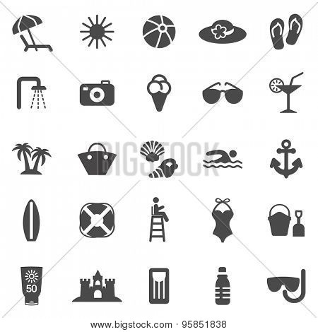 Beach black icons set.Vector