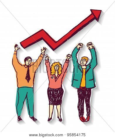 Business people growth arrow color