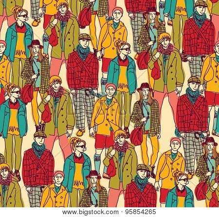 Hipster fashion crowd people color