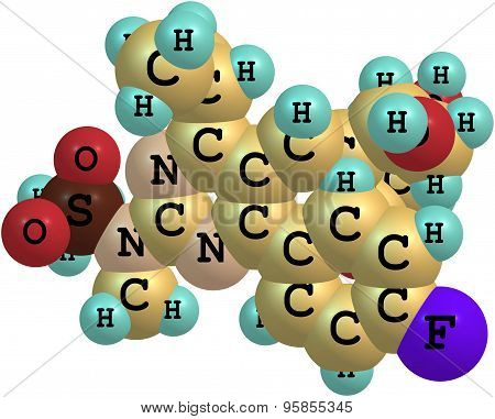Rosuvastatin molecule isolated on white