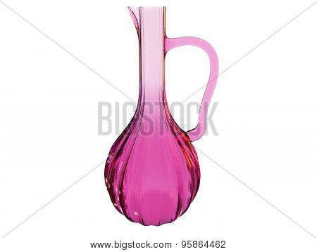 Glass Vase 3D Render In Pink Design With Handle;