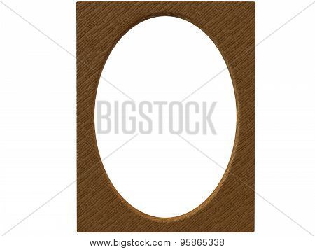 Textured Oval Photoframe 3D Render In Brown