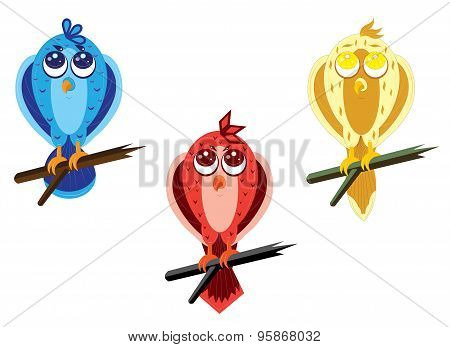 Three owls fire, water and wind.