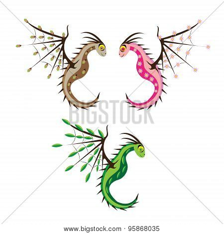 Three spring dragons