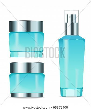 Blank  blue cosmetic tubes. Vector