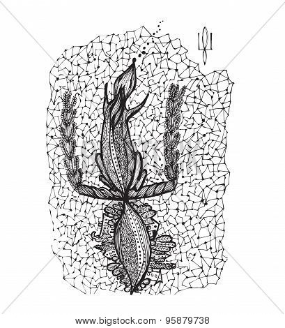Vector Doodle squirrel, Ukrainian symbol
