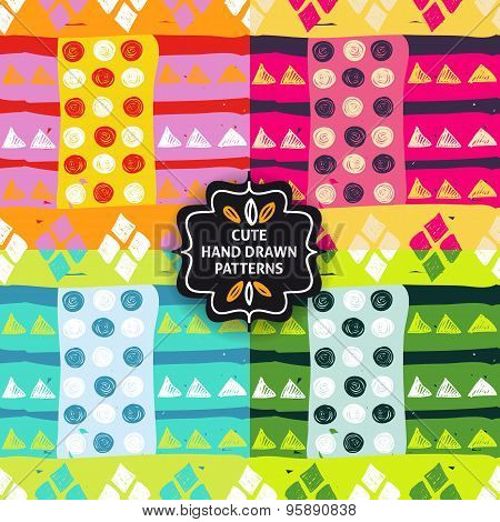 Vector seamless simple pattern set.