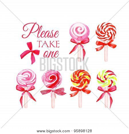 Take One Candy Watercolor Vector Elements