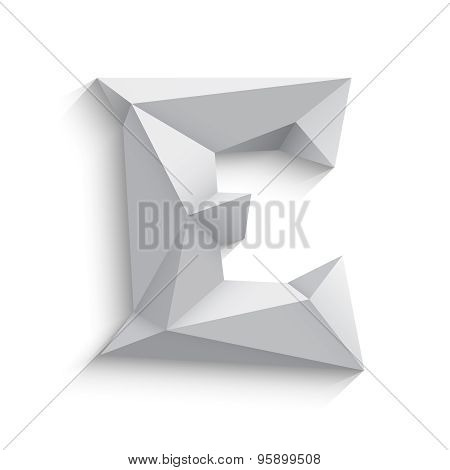 Vector illustration of 3d letter E on white background.