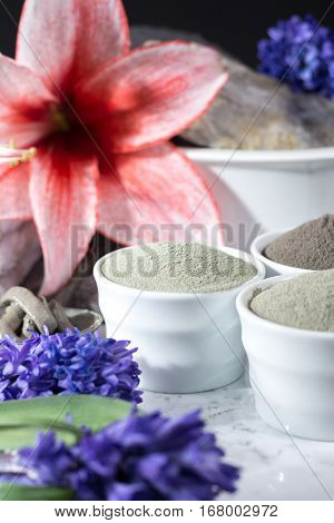 Ancient minerals - luxury face and body spa treatment clay powder and mask green blue and black clay