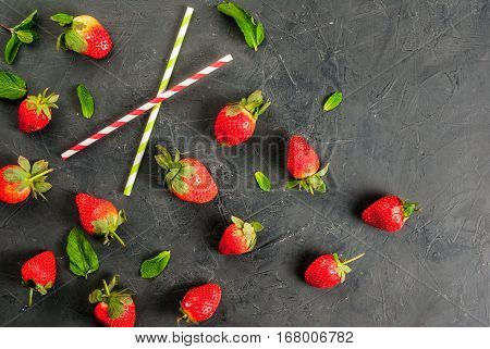 Mint And Strawberry And Drinking Straws