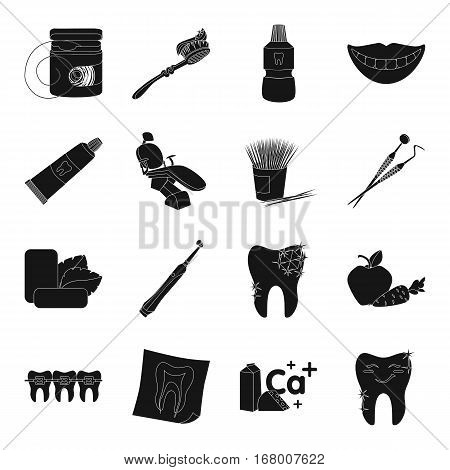 Dental care set icons in black design. Big collection of dental care vector symbol stock illustration