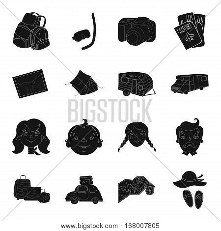 Family holiday set icons in black design. Big collection of family holiday vector symbol stock illustration