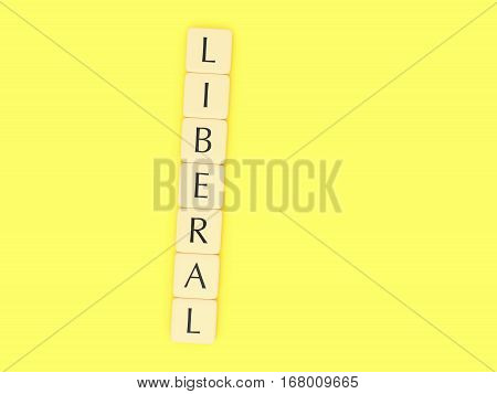 BERLIN GERMANY - FEBRUARY 1 2017: German Politics Concept: Letter Tiles Liberal 3d illustration