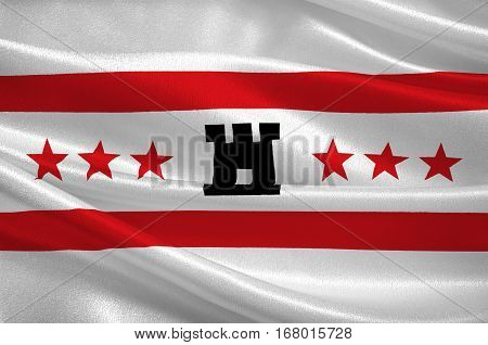 Flag of Drenthe is a province of the Netherlands. 3d illustration
