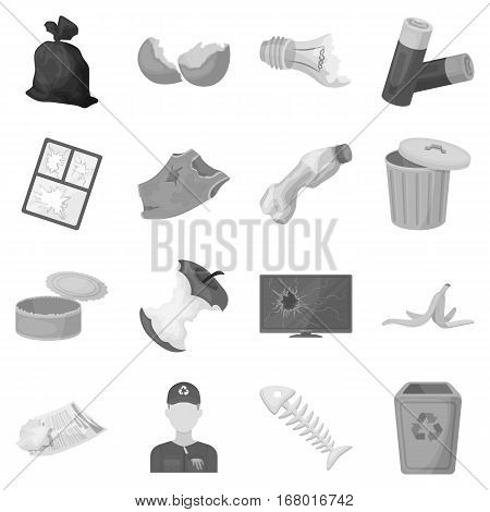 Trash and garbage set icons in monochrome design. Big collection of trash and garbage vector symbol stock illustration