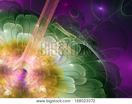 Fractal Elements series. Backdrop of fractal shapes and colors on the subject of art creativity imagination science and design