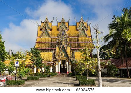 Kanchanaburi Thailand - January 13 2017: Wang Wi Weh Karam Temple ; Always open for tourist to take a picture and make merit at Sangkhlaburi Kanchanaburi Thailand
