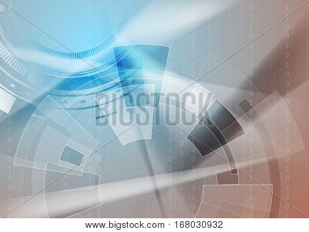 Sci-fi bright abstract technology background with binary code. Vector geometric digital graphic design  eps 10