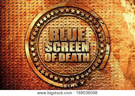 blue screen of death, 3D rendering, grunge metal stamp