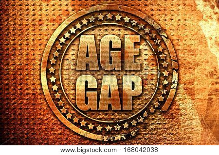 age gap, 3D rendering, grunge metal stamp