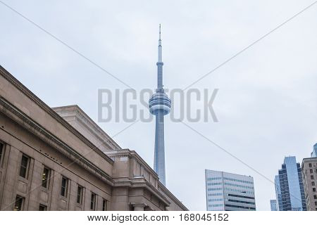 View of the Canadian National Tower from Union Station