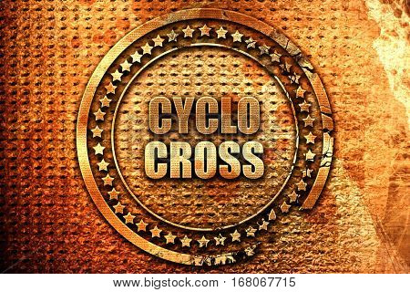 cyclo cross sign background, 3D rendering, grunge metal stamp