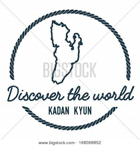 Kadan Kyun Map Outline. Vintage Discover The World Rubber Stamp With Island Map. Hipster Style Nauti