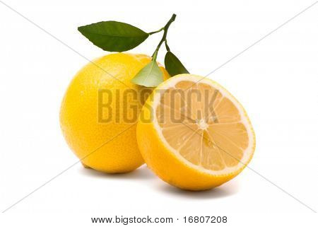 Citron s čerstvých listů. Makro snímek. Studio bílé pozadí.