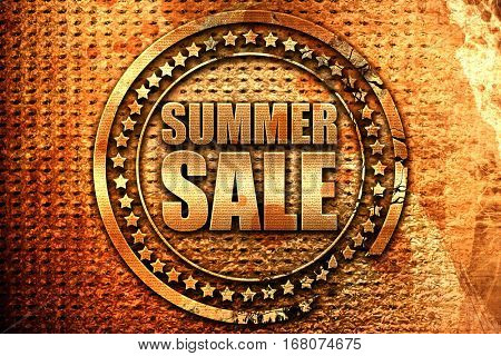 summer sale, 3D rendering, grunge metal stamp