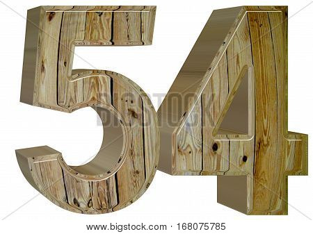 Numeral 54, Fifty Four, Isolated On White Background, 3D Render