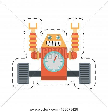 robot clock laungh rocket clock cutting line vector illustration eps 10