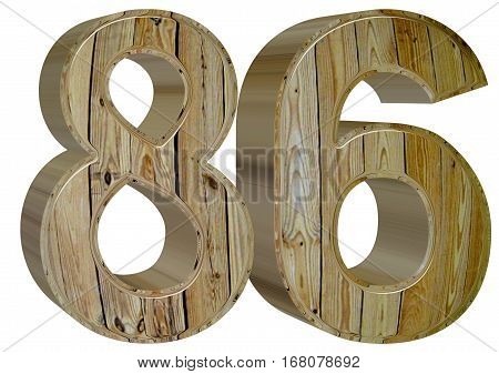 Numeral 86, Eighty Six Isolated On White Background, 3D Render