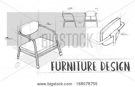 Armchair furniture sketch plan draft