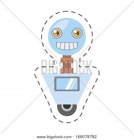 arificial intelligence robotic smiling screen cutting line vector illustration eps 10