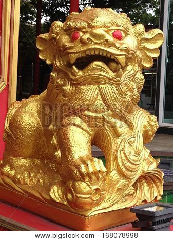 Gold Pixiu mascot animal of china, Chinese lucky animal mascot.