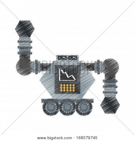 drawing robot futuristic analytics screen wheel vector illustration eps 10
