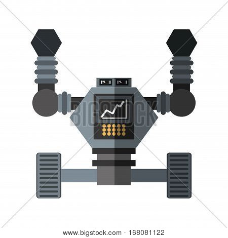 robot futuristic analytics screen wheel shadow vector illustration eps 10